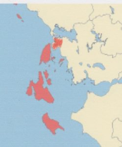 Εἰκ.:2. Ἔκταση τοῦ κράτους τοῦ Ὀδυσσέα.