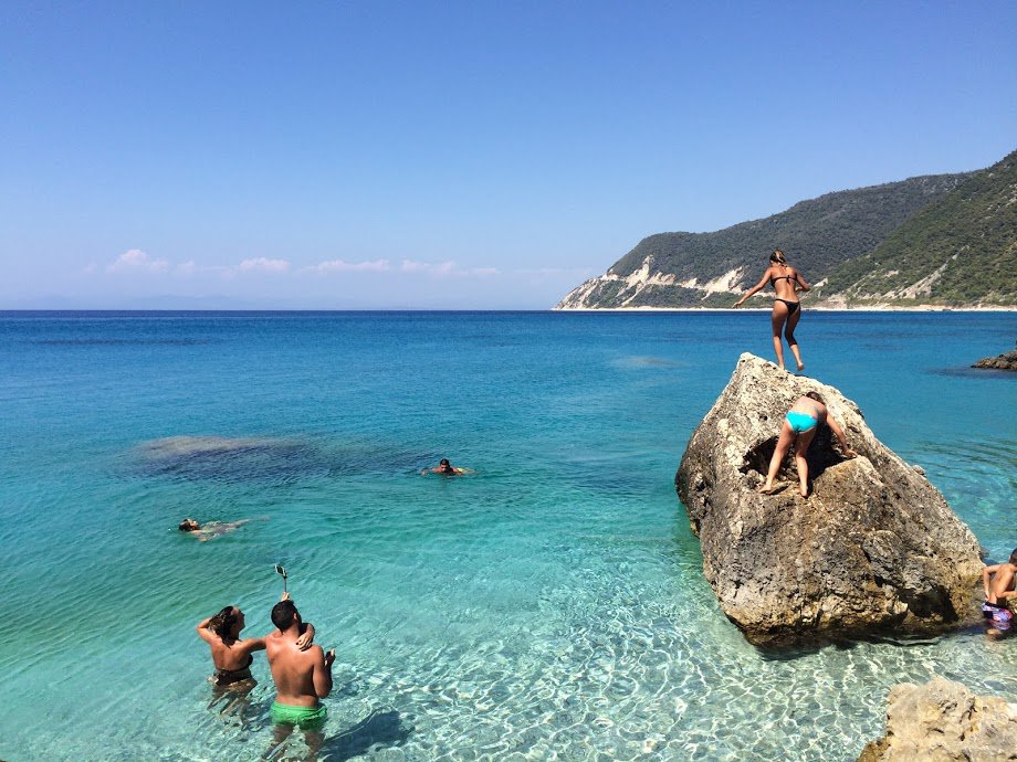 Agios Nikitas. Exploration and dips in the sea