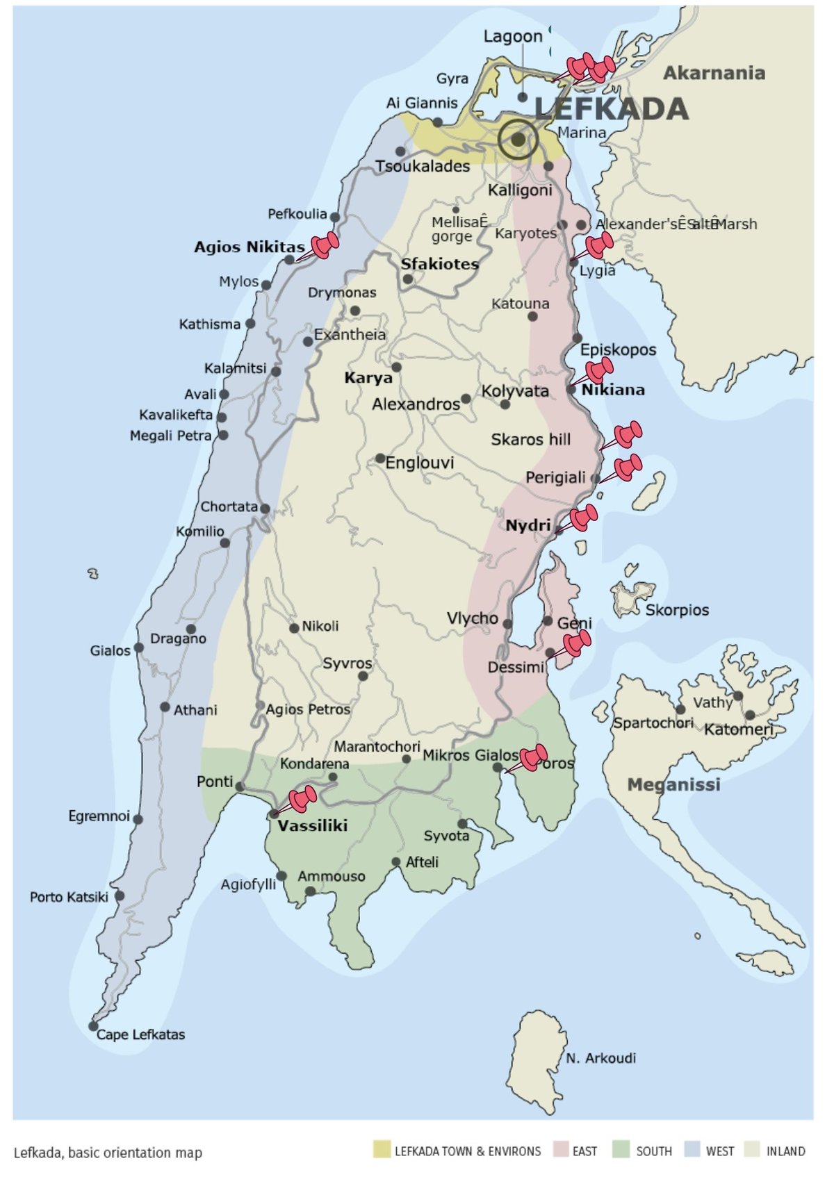 Lefkada island, map